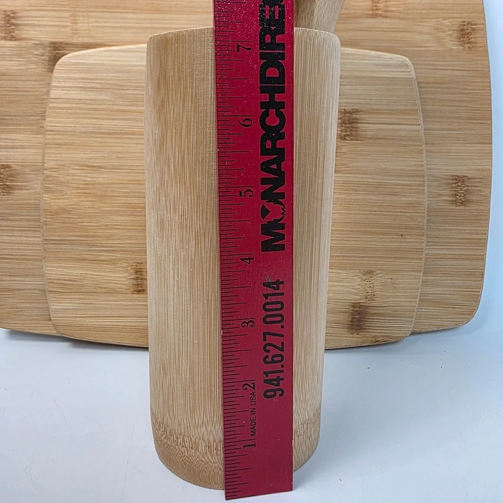 9pc Bamboo Cutting Board and Utensil Set with Holder Natural Wood Kitchen Tools